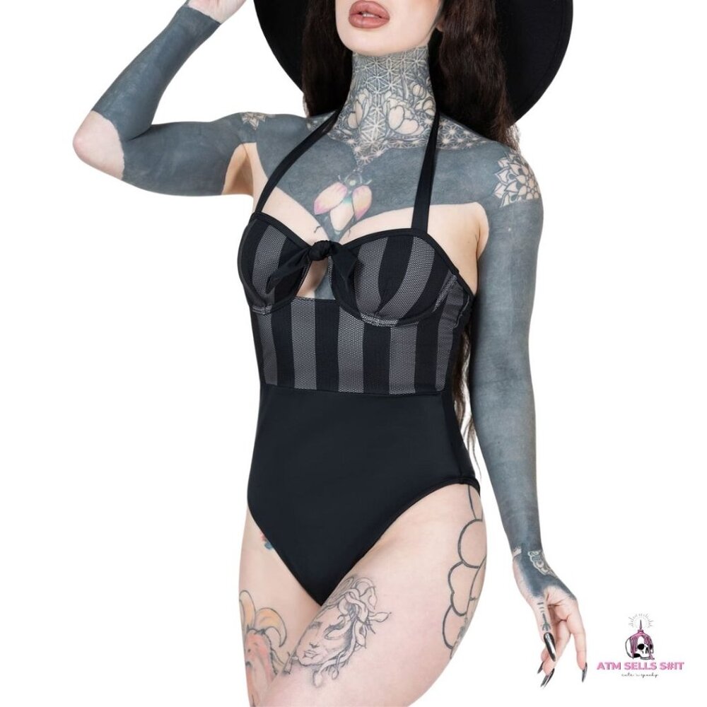 NWT Killstar Shadow Stripe Swimsuit SM